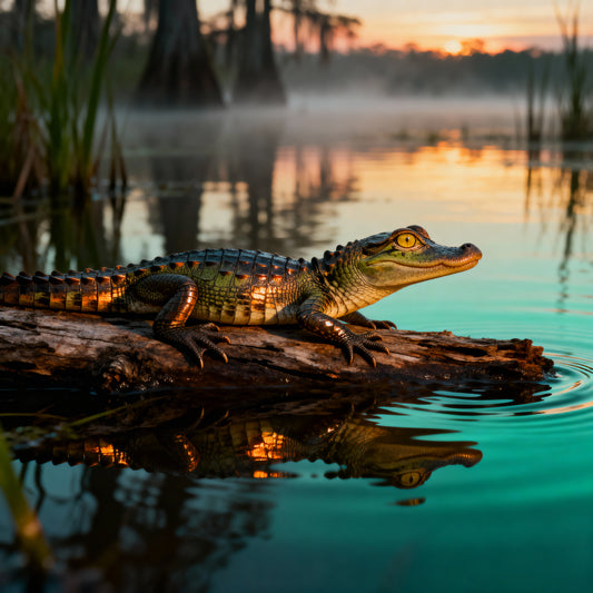 🐊 Affiche “Jeune Alligator” — L’Enfant du Bayou