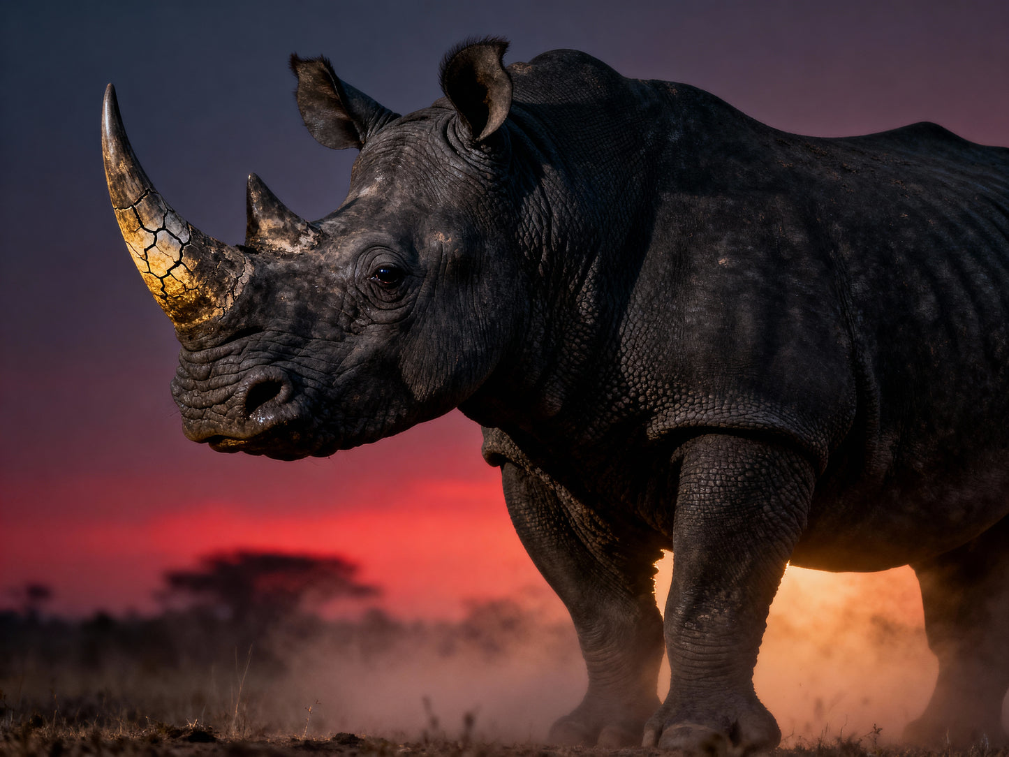 🦏 Affiche “Rhinocéros Noir” — Garde du Crépuscule