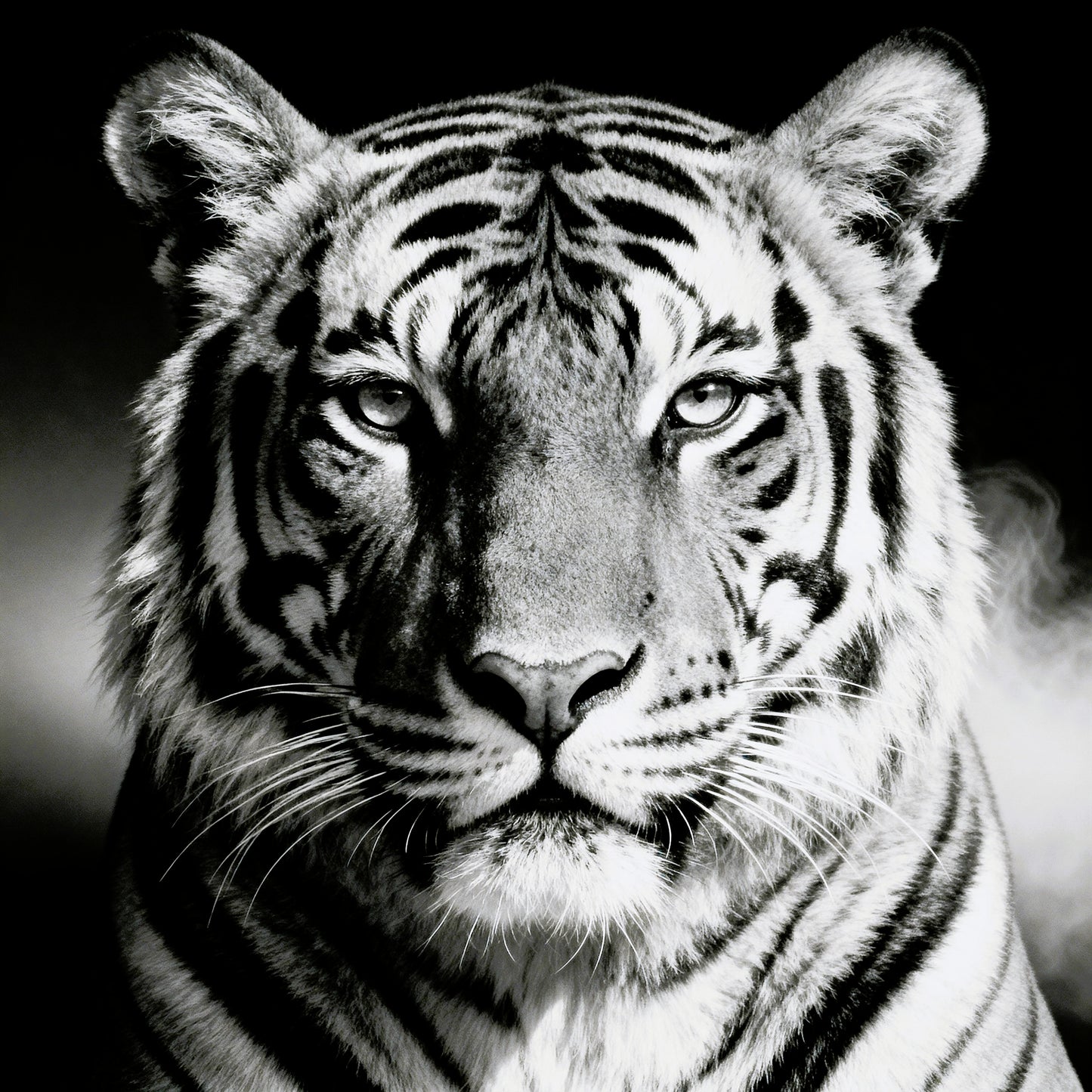 🐅 Affiche “Tigre noir & blanc” — Force silencieuse